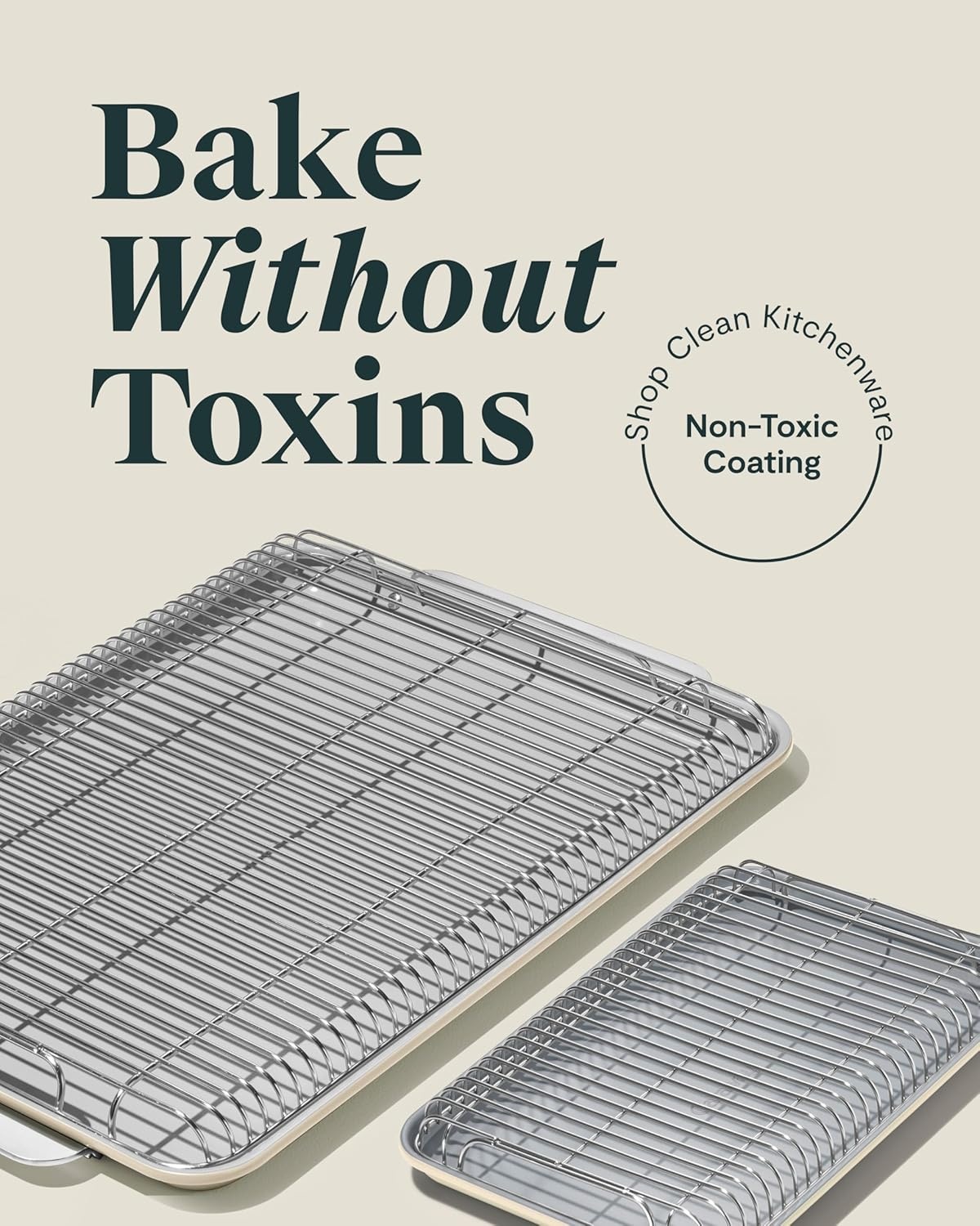 image:imageCaraway NonStick Ceramic Baking Sheet amp Cooling Rack Bundle Ceramic Coated NonToxic PTFE amp PFOA Free Large 18x13 Small 9x13 amp Cooling Racks GrayBlack