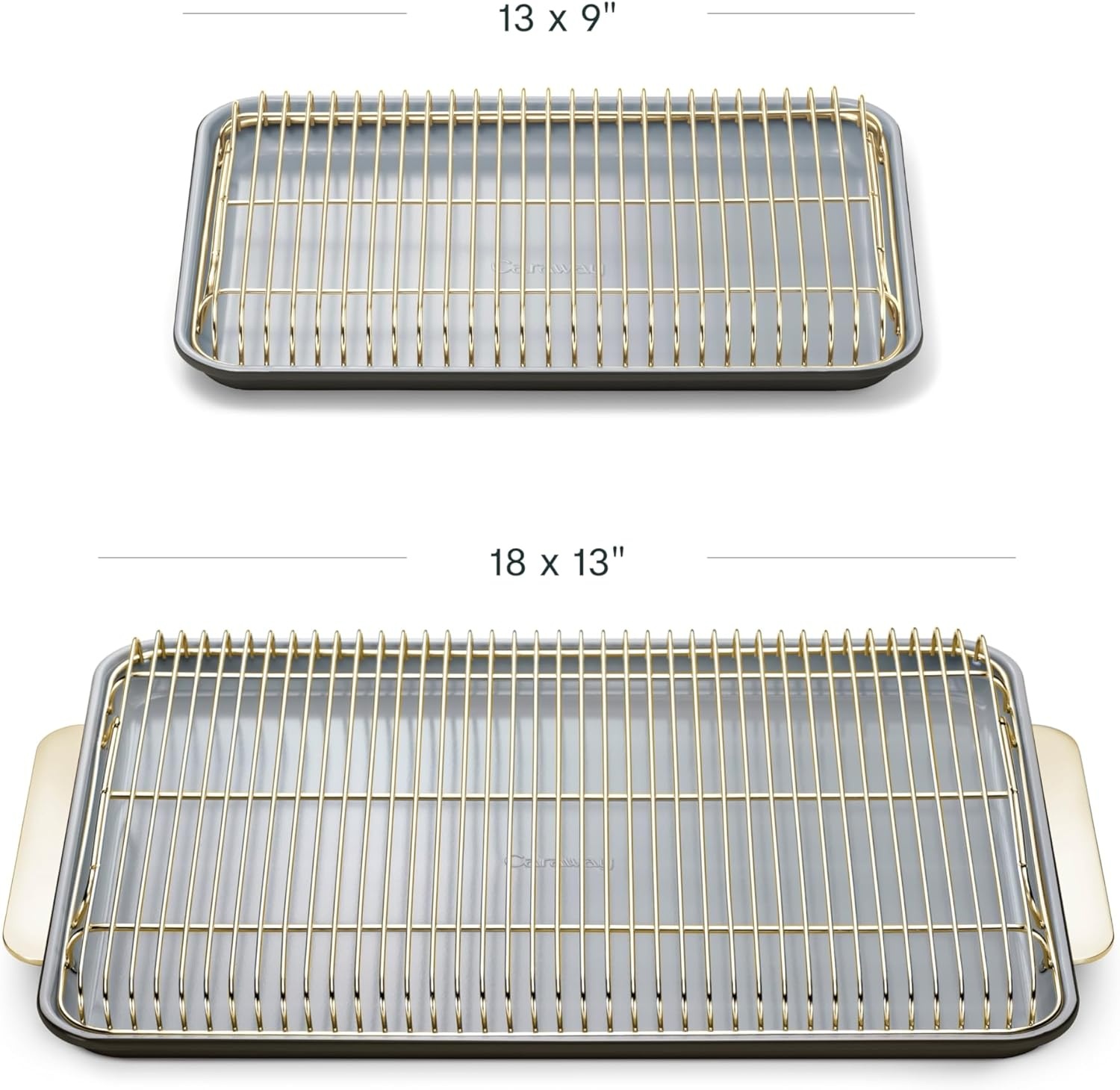 image:imageCaraway NonStick Ceramic Baking Sheet amp Cooling Rack Bundle Ceramic Coated NonToxic PTFE amp PFOA Free Large 18x13 Small 9x13 amp Cooling Racks GrayBlack