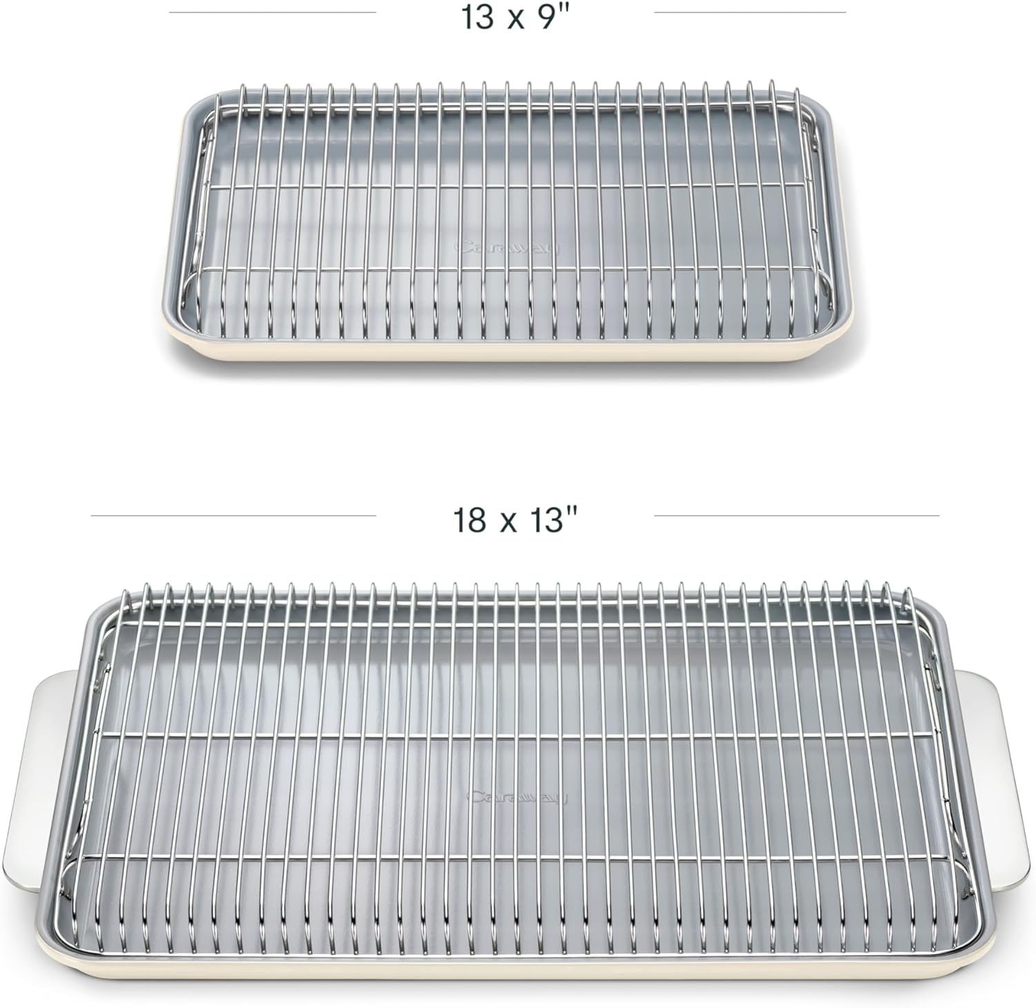 image:imageCaraway NonStick Ceramic Baking Sheet amp Cooling Rack Bundle Ceramic Coated NonToxic PTFE amp PFOA Free Large 18x13 Small 9x13 amp Cooling Racks GrayCream