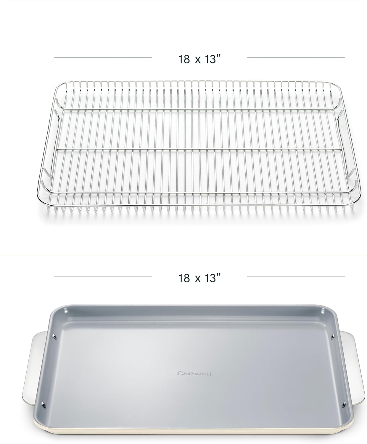 image:imageCaraway NonStick Ceramic Baking Sheet amp Cooling Rack Bundle Ceramic Coated NonToxic PTFE amp PFOA Free Large 18x13 Small 9x13 amp Cooling Racks GrayCream