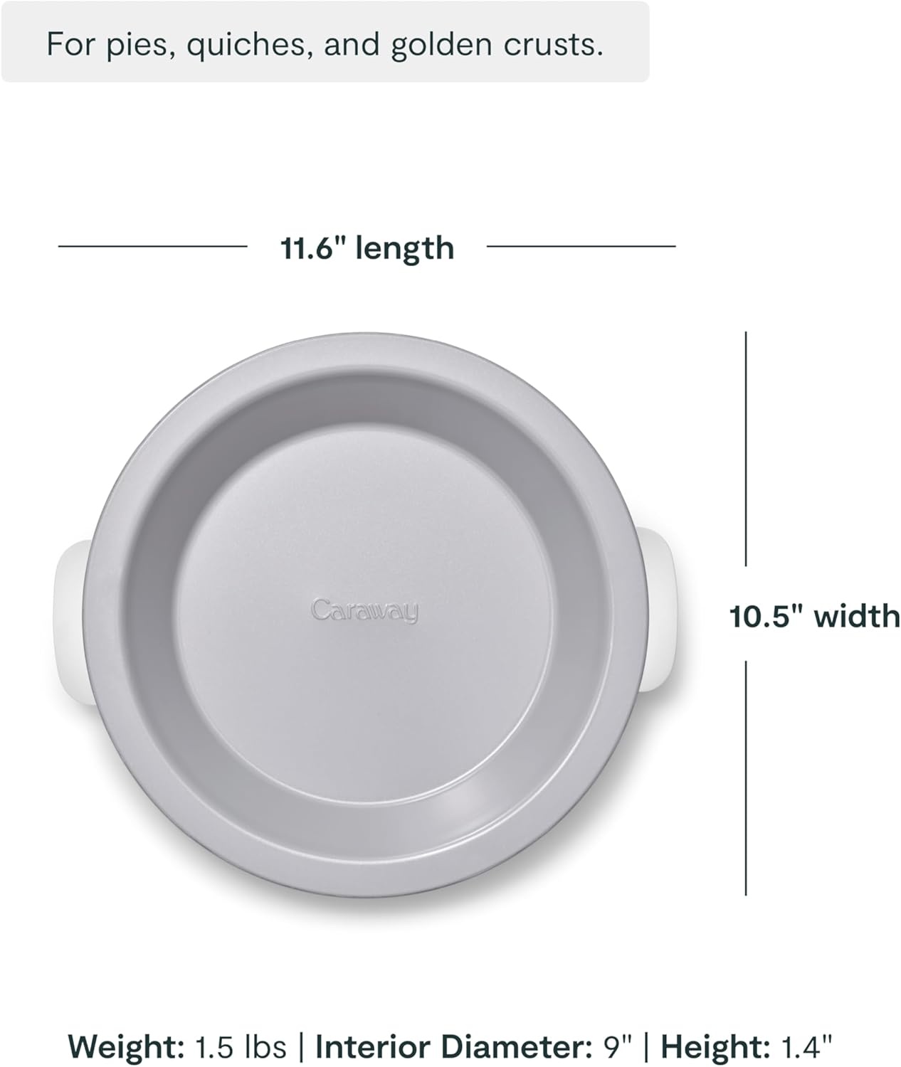 image:imageCaraway Pie Pan 9 NonStick Ceramic Baking Pan with Handles Oven Safe up to 550F NonToxic PTFE amp PFOA Free PerracottaWhite