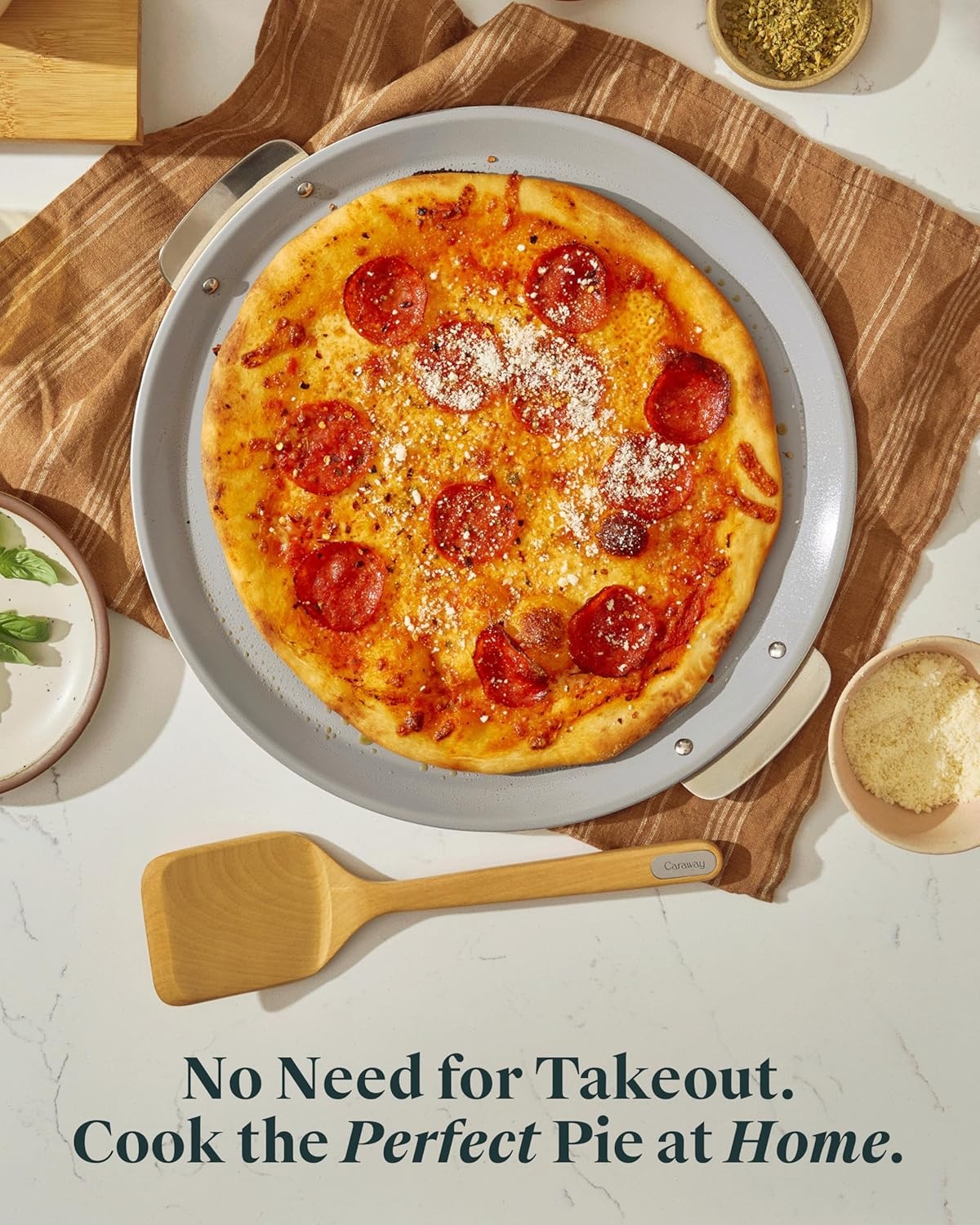 image:imageCaraway Pizza Pan 15 NonStick Ceramic Baking Pan with Handles Oven Safe up to 550F NonToxic PTFE amp PFOA Free PerracottaPerracotta