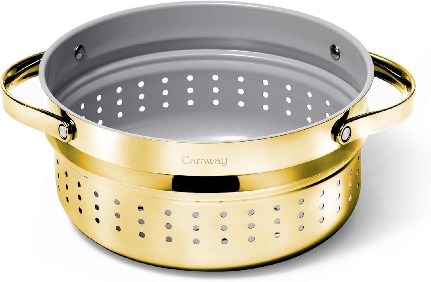 image:imageCaraway Small amp Large Steamer Set Made with Handles Non Stick Non Toxic Coating Steam Veggies Seafood and More Compatible With Our Dutch Oven or Sauce Pan 3qt amp 65qt Stainless SteelGold