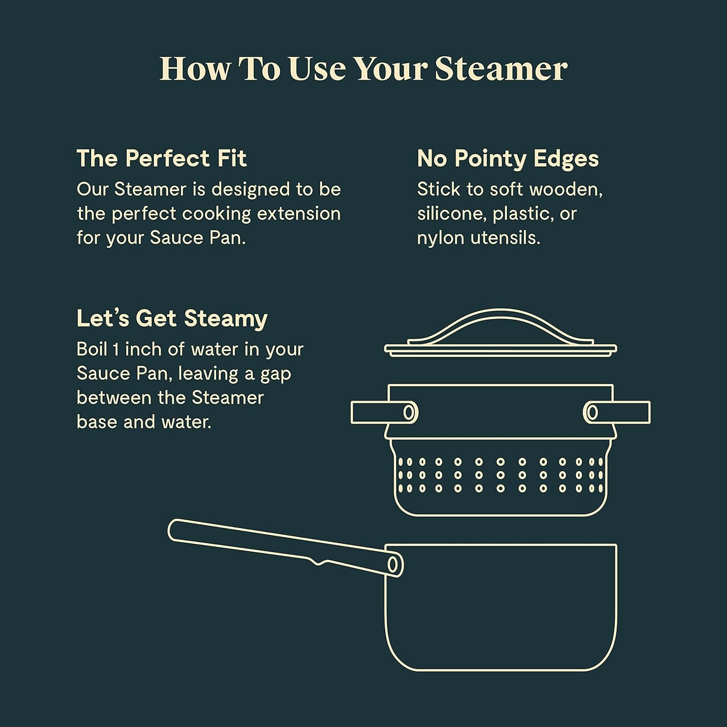 image:imageCaraway Small amp Large Steamer Set Made with Handles Non Stick Non Toxic Coating Steam Veggies Seafood and More Compatible With Our Dutch Oven or Sauce Pan 3qt amp 65qt Stainless SteelStainless Steel