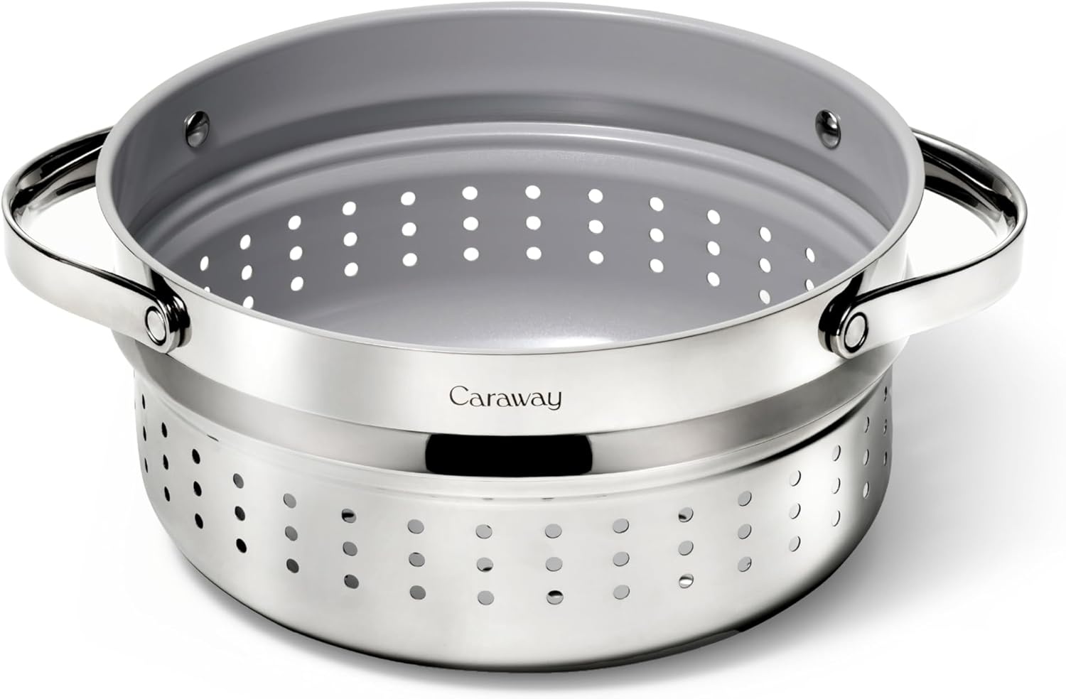 image:imageCaraway Small amp Large Steamer Set Made with Handles Non Stick Non Toxic Coating Steam Veggies Seafood and More Compatible With Our Dutch Oven or Sauce Pan 3qt amp 65qt Stainless SteelStainless Steel