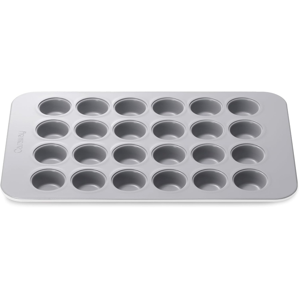image:imageCaraway 24Cup Mini Muffin Pan NonStick Ceramic Baking Pan Ergonomic amp Easy to Handle Oven Safe up to 550F NonToxic PTFE amp PFOA Free PerracottaWhite
