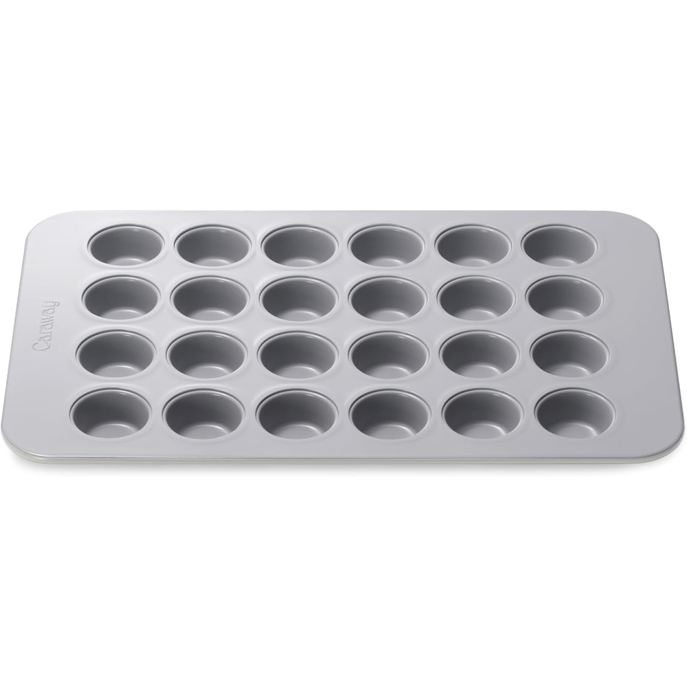 image:imageCaraway 24Cup Mini Muffin Pan NonStick Ceramic Baking Pan Ergonomic amp Easy to Handle Oven Safe up to 550F NonToxic PTFE amp PFOA Free PerracottaGray