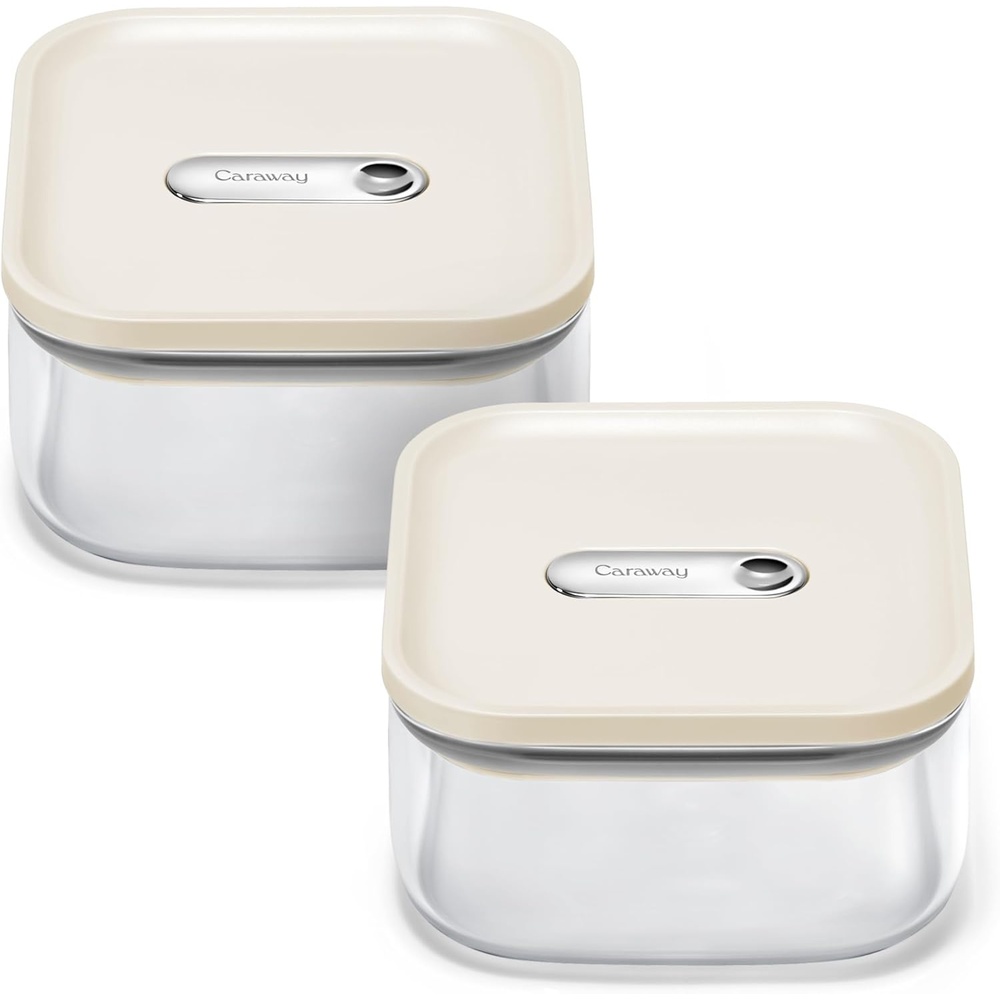 image:imageCaraway 25qt Glass Airtight Food Storage Containers with Lids NonToxic BPAFree Kitchen Storage Container Stackable SpaceSaving Airtight Containers for Pantry Dry Goods 6 Pack NavyCream