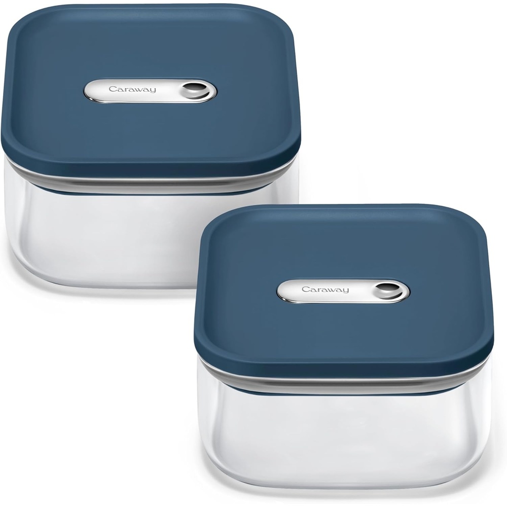 image:imageCaraway 25qt Glass Airtight Food Storage Containers with Lids NonToxic BPAFree Kitchen Storage Container Stackable SpaceSaving Airtight Containers for Pantry Dry Goods 6 Pack NavyNavy