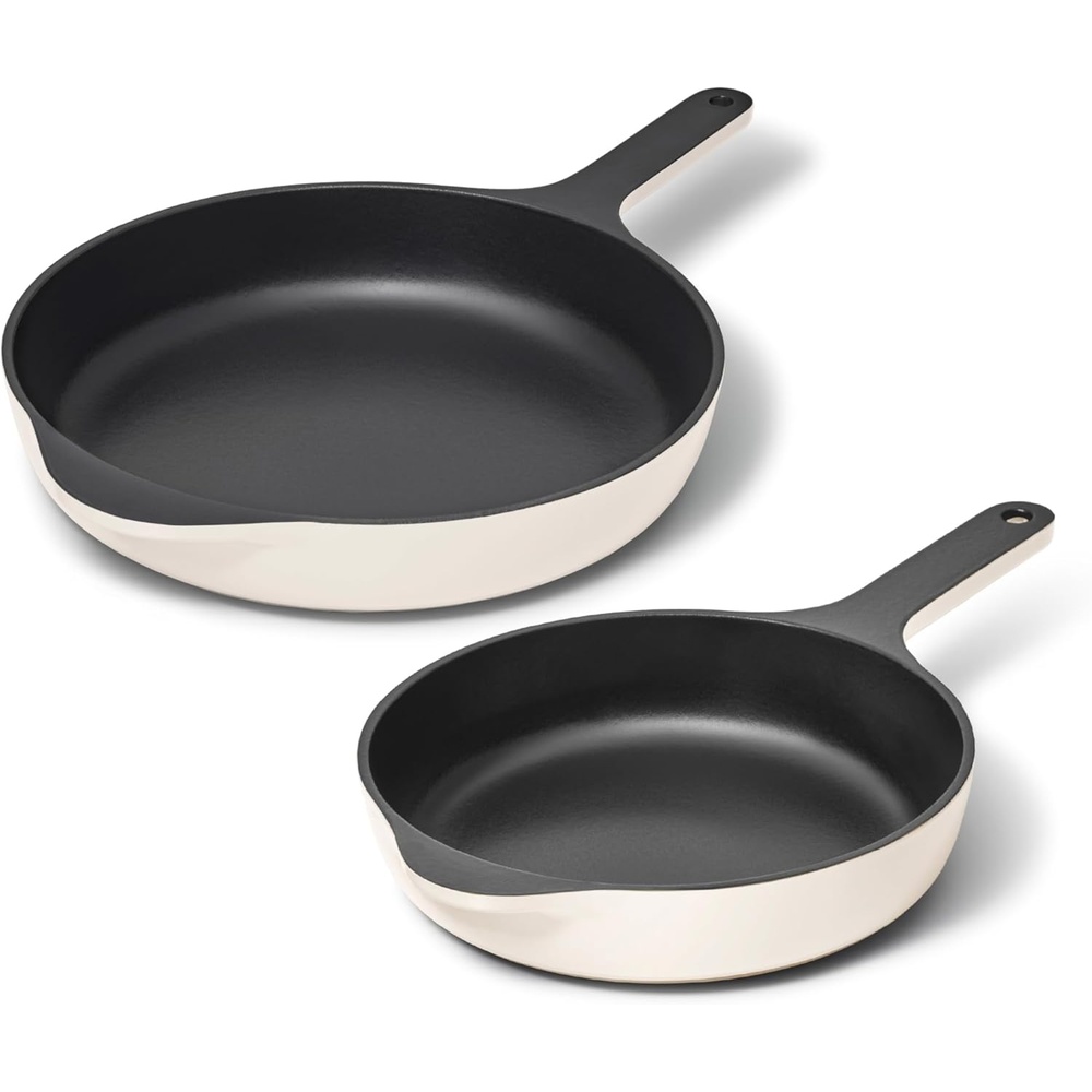image:imageCaraway Enameled Cast Iron Bundle 8 Mini Skillet 18 qt Sauce Pan with Lid amp Storage Organizer Durable NonToxic Cookware for Stovetop amp Oven No Seasoning Required CreamCream