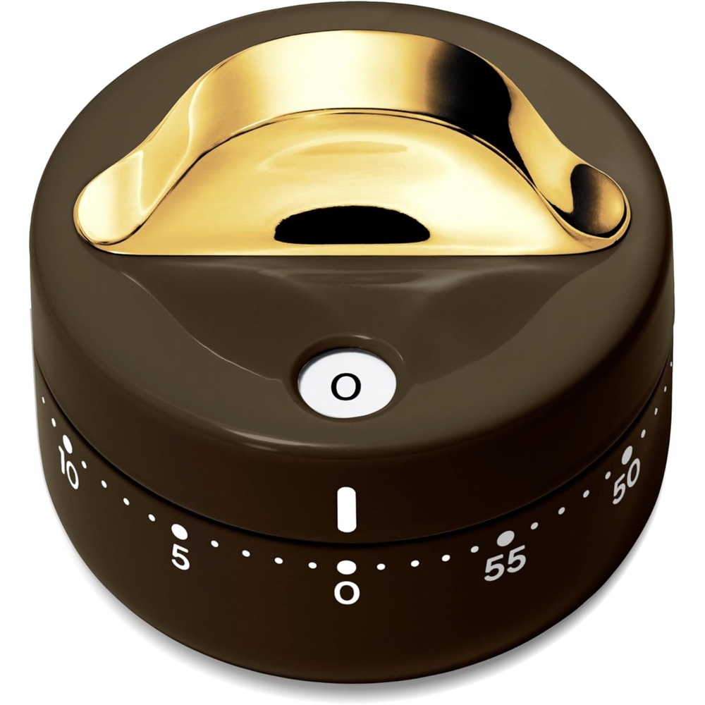 image:imageCaraway Mechanical Kitchen Timer Stainless Steel 60 Minute Wind Up Timer Side and Top Display for Cooking Baking and Daily Routines CreamBlack