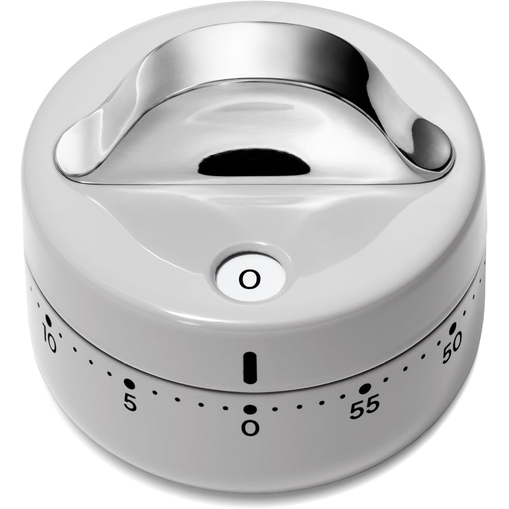 image:imageCaraway Mechanical Kitchen Timer Stainless Steel 60 Minute Wind Up Timer Side and Top Display for Cooking Baking and Daily Routines CreamGray