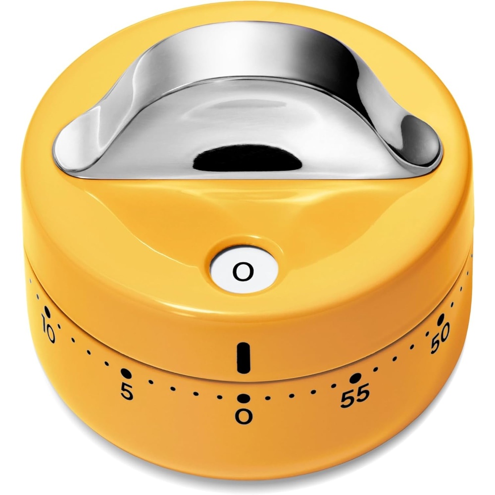 image:imageCaraway Mechanical Kitchen Timer Stainless Steel 60 Minute Wind Up Timer Side and Top Display for Cooking Baking and Daily Routines CreamMarigold
