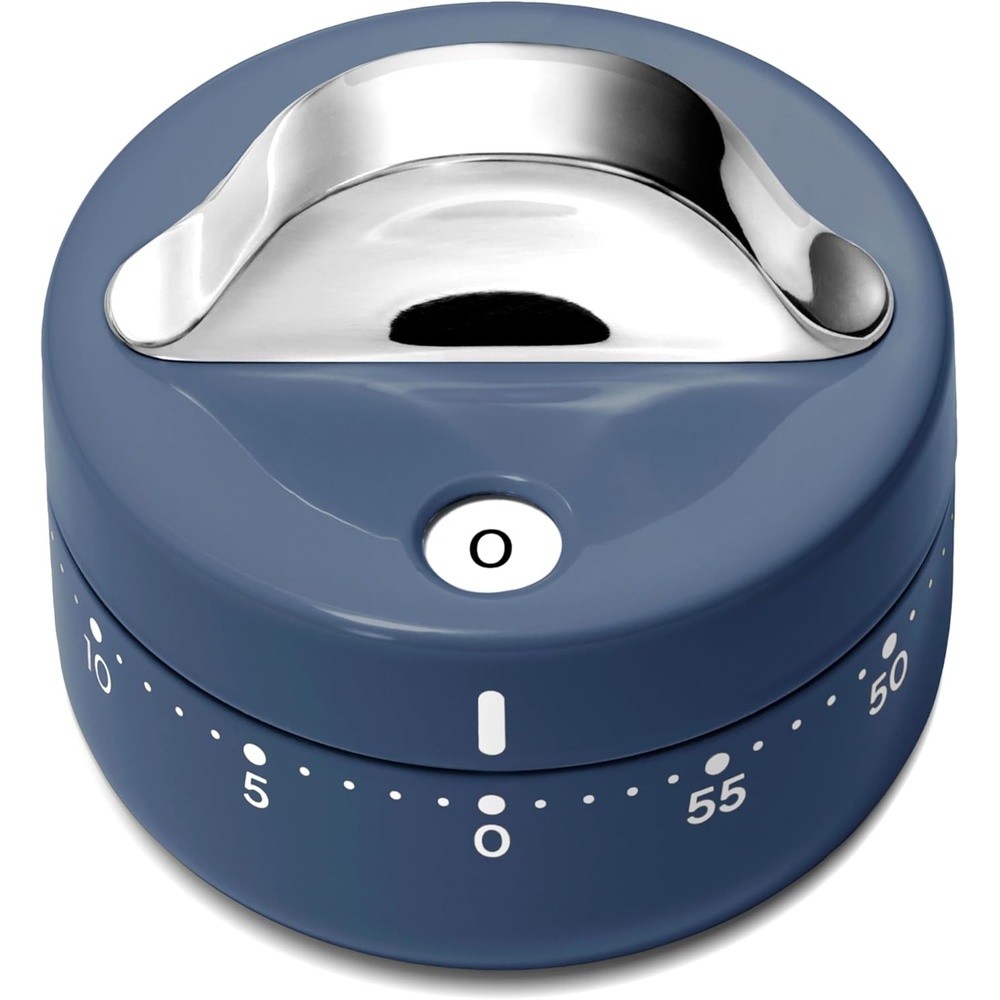 image:imageCaraway Mechanical Kitchen Timer Stainless Steel 60 Minute Wind Up Timer Side and Top Display for Cooking Baking and Daily Routines CreamNavy