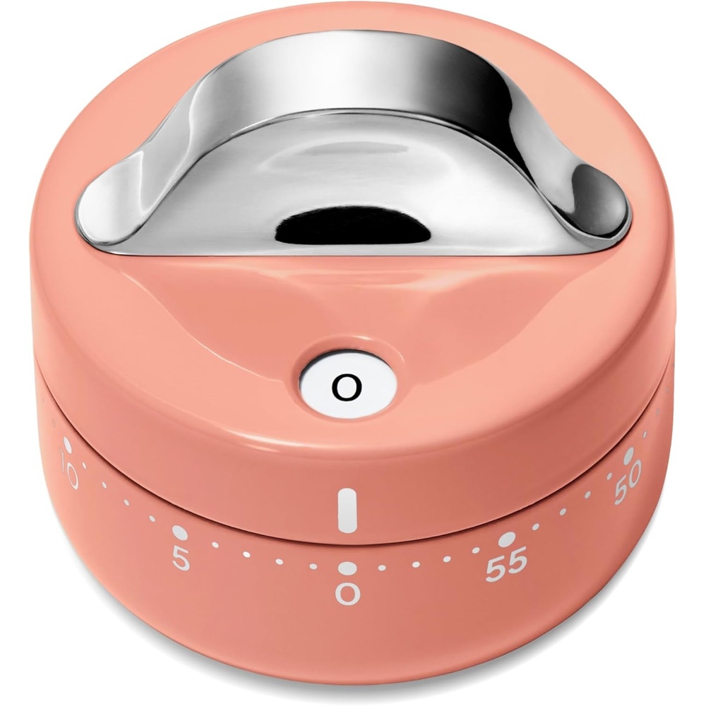 image:imageCaraway Mechanical Kitchen Timer Stainless Steel 60 Minute Wind Up Timer Side and Top Display for Cooking Baking and Daily Routines CreamPerracotta