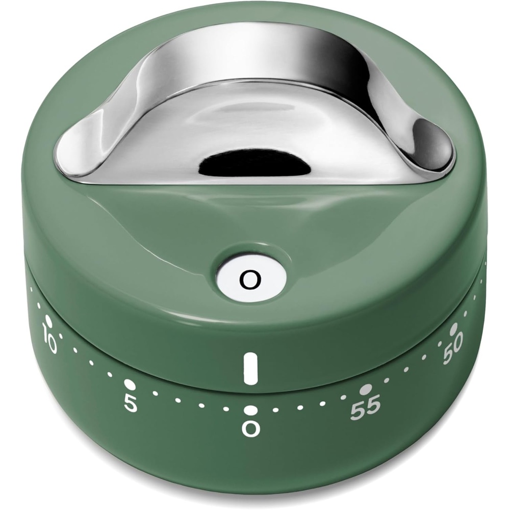 image:imageCaraway Mechanical Kitchen Timer Stainless Steel 60 Minute Wind Up Timer Side and Top Display for Cooking Baking and Daily Routines CreamSage