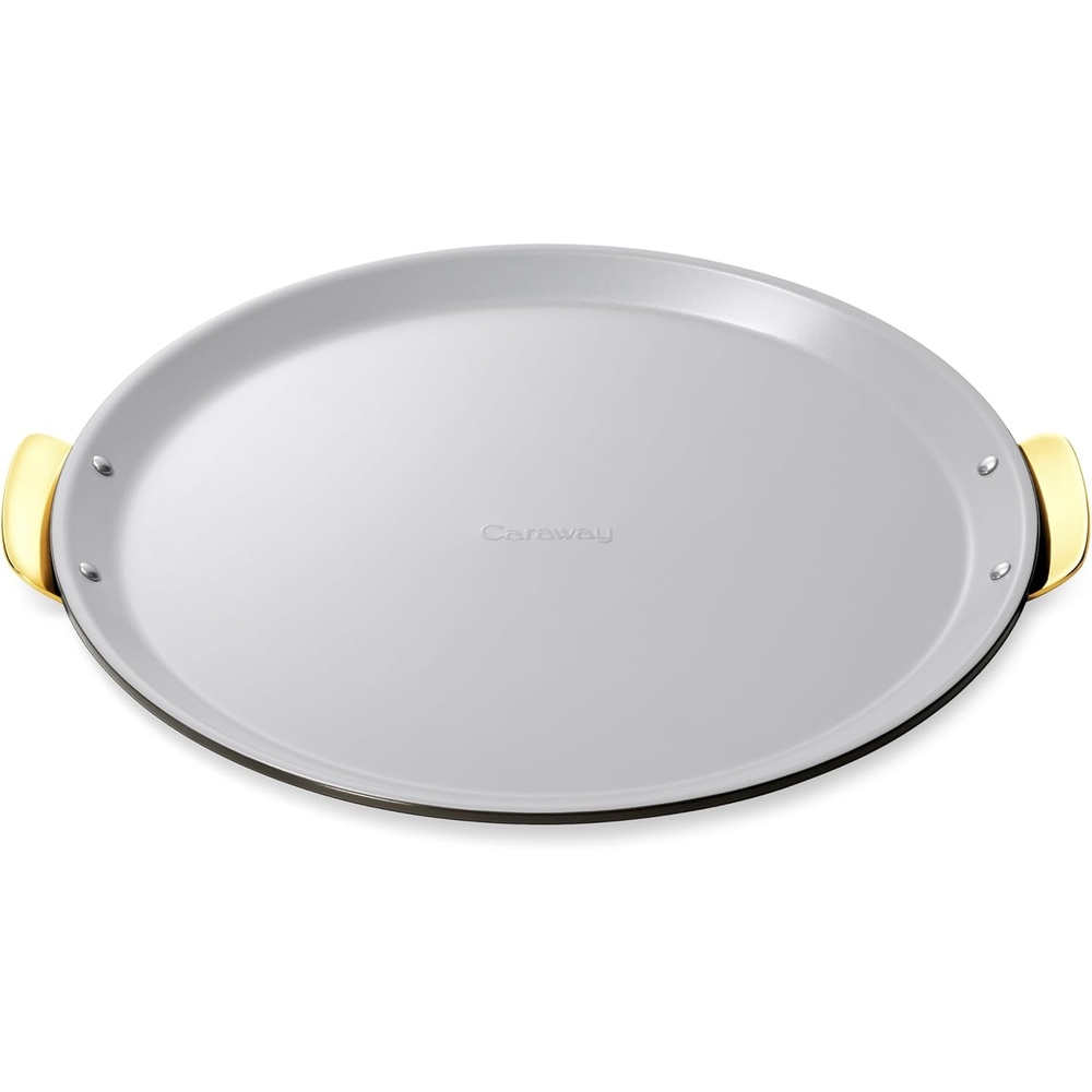 image:imageCaraway Pizza Pan 15 NonStick Ceramic Baking Pan with Handles Oven Safe up to 550F NonToxic PTFE amp PFOA Free PerracottaBlack