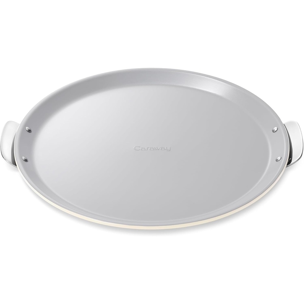 image:imageCaraway Pizza Pan 15 NonStick Ceramic Baking Pan with Handles Oven Safe up to 550F NonToxic PTFE amp PFOA Free PerracottaCream