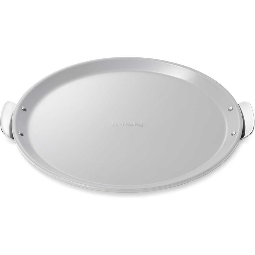 image:imageCaraway Pizza Pan 15 NonStick Ceramic Baking Pan with Handles Oven Safe up to 550F NonToxic PTFE amp PFOA Free PerracottaGray