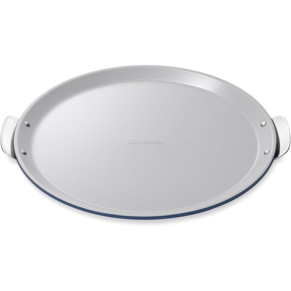 image:imageCaraway Pizza Pan 15 NonStick Ceramic Baking Pan with Handles Oven Safe up to 550F NonToxic PTFE amp PFOA Free PerracottaNavy