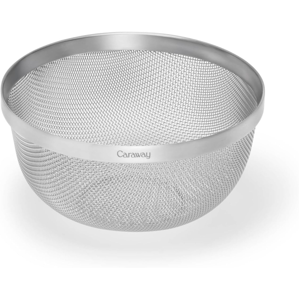image:imageCaraway Stainless Steel Strainer 2 qt Kitchen Strainer Mesh Colander with Raised Base for Efficient Drainage NonToxic PFASFreeStainless Steel