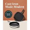 Caraway 10.5” Cast Iron Skillet & Grill Pan Duo – Enameled Cookware Set with Non-Toxic 3-Layer Enamel Coating – No Seasoning Required – Compatible with All Stovetops – Midnight Blue(Gray)