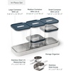 Caraway 26-Piece Ultimate Airtight Glass Food Storage Containers with Lids, Scoops, Measuring Cups and Organizers – Non-Toxic BPA-Free Stackable Space-Saving Containers for Pantry – Cream(Navy)