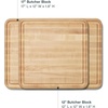 Caraway 3-Piece Prep & Serve Butcher Block Set, Includes 17” Rectangle Cutting Board, 12” Square Cutting Board and Metal Storage Rack, Maple(Maple)