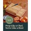 Caraway 3-Piece Prep & Serve Butcher Block Set, Includes 17” Rectangle Cutting Board, 12” Square Cutting Board and Metal Storage Rack, Maple(Walnut)