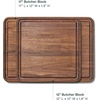 Caraway 3-Piece Prep & Serve Butcher Block Set, Includes 17” Rectangle Cutting Board, 12” Square Cutting Board and Metal Storage Rack, Maple(Walnut)