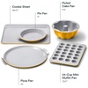 Caraway 5-Piece Bakeware+ Set – 15” Pizza Pan, 9” Pie Pan, 18” x 13” Cookie Sheet, 24-Cup Mini Muffin Pan and Fluted Cake Pan – Oven Safe up to 550ºF – Non-Toxic, PTFE & PFOA Free – Perracotta(Marigold)