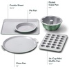 Caraway 5-Piece Bakeware+ Set – 15” Pizza Pan, 9” Pie Pan, 18” x 13” Cookie Sheet, 24-Cup Mini Muffin Pan and Fluted Cake Pan – Oven Safe up to 550ºF – Non-Toxic, PTFE & PFOA Free – Perracotta(Sage)