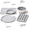 Caraway 5-Piece Bakeware+ Set – 15” Pizza Pan, 9” Pie Pan, 18” x 13” Cookie Sheet, 24-Cup Mini Muffin Pan and Fluted Cake Pan – Oven Safe up to 550ºF – Non-Toxic, PTFE & PFOA Free – Perracotta(Cream)