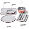 Caraway 5-Piece Bakeware+ Set – 15” Pizza Pan, 9” Pie Pan, 18” x 13” Cookie Sheet, 24-Cup Mini Muffin Pan and Fluted Cake Pan – Oven Safe up to 550ºF – Non-Toxic, PTFE & PFOA Free – Perracotta(Perracotta)