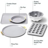 Caraway 5-Piece Bakeware+ Set – 15” Pizza Pan, 9” Pie Pan, 18” x 13” Cookie Sheet, 24-Cup Mini Muffin Pan and Fluted Cake Pan – Oven Safe up to 550ºF – Non-Toxic, PTFE & PFOA Free – Perracotta(White)