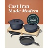 Caraway 8-Piece Enameled Cast Iron Set – 10.5” Skillet, Grill Pan, 3.5 qt Braiser Pan, 6.5 qt Dutch Oven with Lid and Organizers – Non-Toxic 3-Layer Enamel Coating – No Seasoning Required – Dark Navy(Dark Navy)