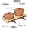 Caraway 8-Piece Enameled Cast Iron Set – 10.5” Skillet, Grill Pan, 3.5 qt Braiser Pan, 6.5 qt Dutch Oven with Lid and Organizers – Non-Toxic 3-Layer Enamel Coating – No Seasoning Required – Dark Navy(Rust)