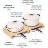 Caraway 8-Piece Enameled Cast Iron Set – 10.5” Skillet, Grill Pan, 3.5 qt Braiser Pan, 6.5 qt Dutch Oven with Lid and Organizers – Non-Toxic 3-Layer Enamel Coating – No Seasoning Required – Dark Navy(Cream)