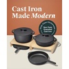 Caraway 8-Piece Enameled Cast Iron Set – 10.5” Skillet, Grill Pan, 3.5 qt Braiser Pan, 6.5 qt Dutch Oven with Lid and Organizers – Non-Toxic 3-Layer Enamel Coating – No Seasoning Required – Dark Navy(Charcoal)