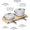 Caraway 8-Piece Enameled Cast Iron Set – 10.5” Skillet, Grill Pan, 3.5 qt Braiser Pan, 6.5 qt Dutch Oven with Lid and Organizers – Non-Toxic 3-Layer Enamel Coating – No Seasoning Required – Dark Navy(Gray)