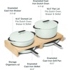 Caraway 8-Piece Enameled Cast Iron Set – 10.5” Skillet, Grill Pan, 3.5 qt Braiser Pan, 6.5 qt Dutch Oven with Lid and Organizers – Non-Toxic 3-Layer Enamel Coating – No Seasoning Required – Dark Navy(Light Mist)