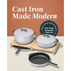 Caraway 8-Piece Enameled Cast Iron Set – 10.5” Skillet, Grill Pan, 3.5 qt Braiser Pan, 6.5 qt Dutch Oven with Lid and Organizers – Non-Toxic 3-Layer Enamel Coating – No Seasoning Required – Dark Navy(Gray)