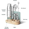 Caraway 9-Piece Complete Bar Set – Cocktail Shaker, Jigger, Muddler, Wine Key, Strainer, Bar Spoon, Storage Organizer, Magnetic Backer – Bartender Accessories – Tools for Home Bartending – Cream(Mist)