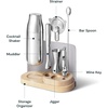 Caraway 9-Piece Complete Bar Set – Cocktail Shaker, Jigger, Muddler, Wine Key, Strainer, Bar Spoon, Storage Organizer, Magnetic Backer – Bartender Accessories – Tools for Home Bartending – Cream(Gray)