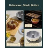 Caraway Fluted Cake Pan – 9.5” Non-Stick Ceramic Baking Pan – Ergonomic & Easy to Handle – Oven Safe up to 550ºF – Non-Toxic, PTFE & PFOA Free – Perracotta(White)