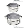 Caraway Small & Large Steamer Set – Made with Handles – Non Stick, Non Toxic Coating – Steam Veggies, Seafood, and More – Compatible With Our Dutch Oven or Sauce Pan – 3qt & 6.5qt – Stainless Steel(Stainless Steel)