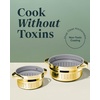 Caraway Small & Large Steamer Set – Made with Handles – Non Stick, Non Toxic Coating – Steam Veggies, Seafood, and More – Compatible With Our Dutch Oven or Sauce Pan – 3qt & 6.5qt – Stainless Steel(Gold)