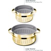 Caraway Small & Large Steamer Set – Made with Handles – Non Stick, Non Toxic Coating – Steam Veggies, Seafood, and More – Compatible With Our Dutch Oven or Sauce Pan – 3qt & 6.5qt – Stainless Steel(Gold)