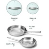 Caraway Stainless Steel Fry Pan Set With Glass Lids (2x 10.5″ & 1x 8″) – 5-Ply Stainless Steel Pan – Oven Safe & Stovetop Agnostic – Non Toxic, PTFE & PFOA Free