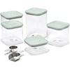 Caraway 26-Piece Ultimate Airtight Glass Food Storage Containers with Lids, Scoops, Measuring Cups and Organizers – Non-Toxic BPA-Free Stackable Space-Saving Containers for Pantry – Cream(Mist)